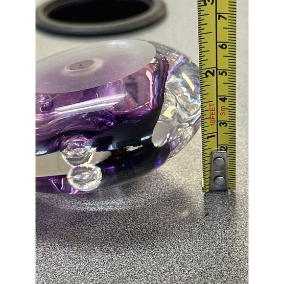 Signed R. Karg Purple Glass Paperweight With Abstract Design - Picture 7 of 7